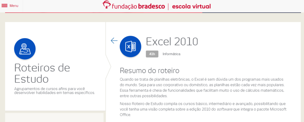 fundação bradesco curso de excel