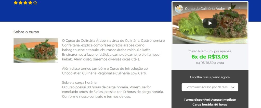 curso online de culinária árabe