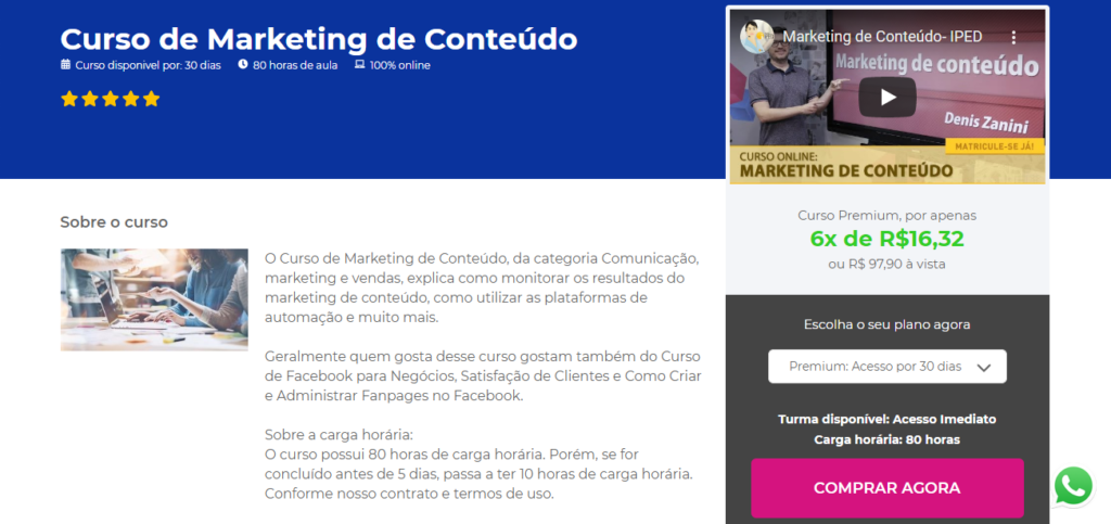 curso de marketing de conteúdo online